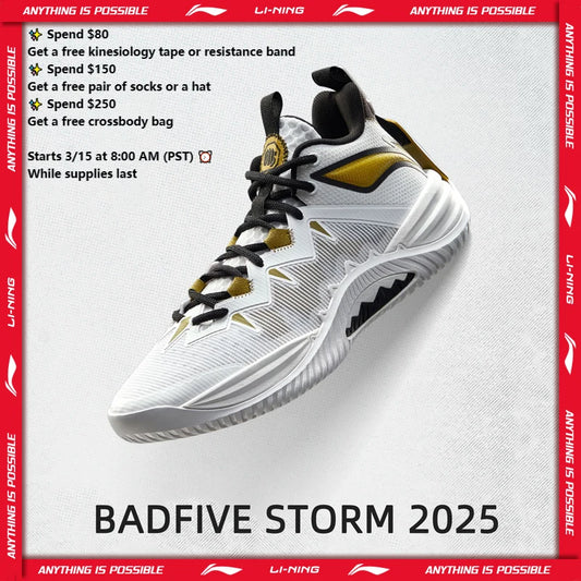 Zapatillas de Baloncesto para Hombre Li-Ning BADFIVE STORM 2025, con Amortiguación BOOM, Tecnología TUFF OS, Resistentes al Desgaste, Modelo ABFV017